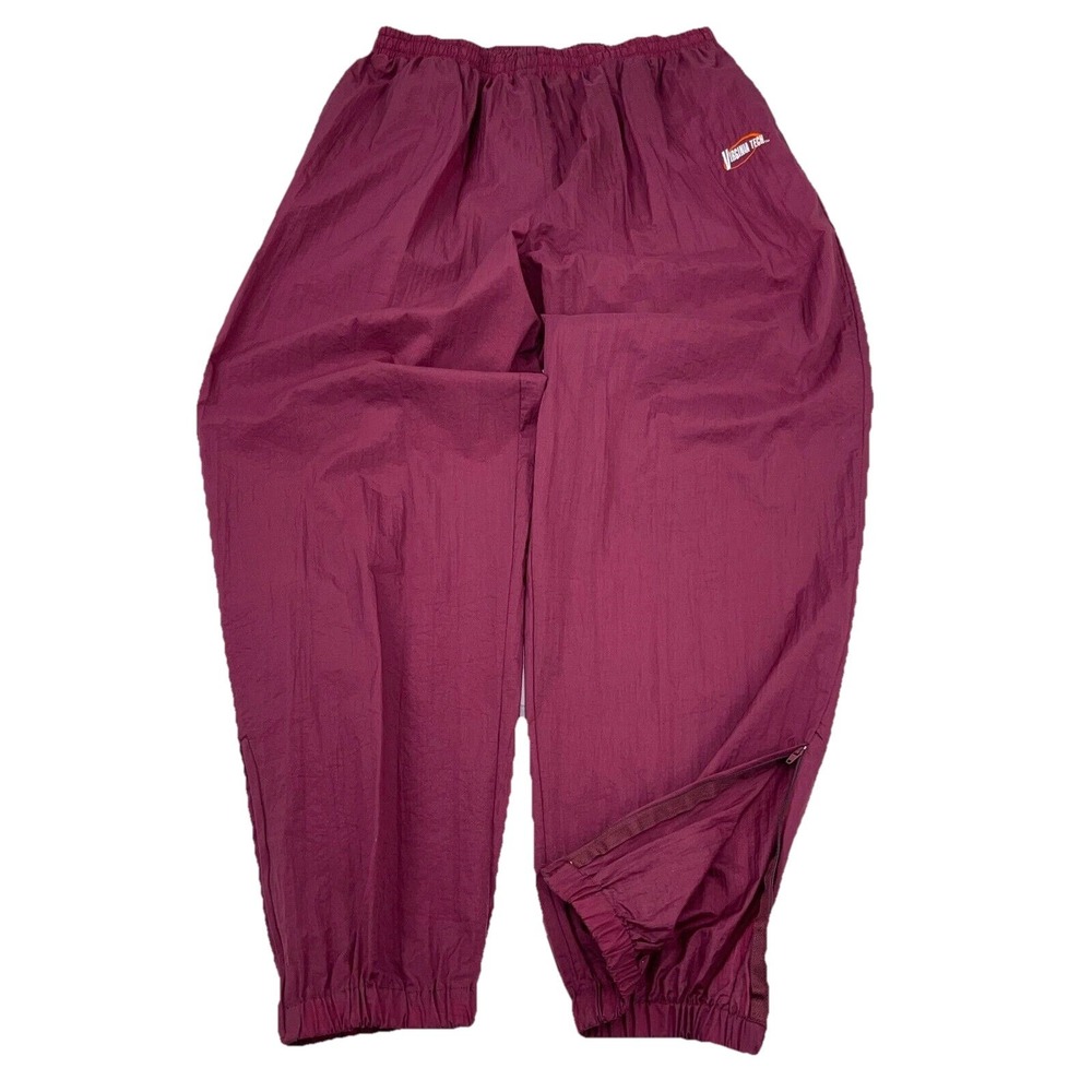 Virginia Tech Hokies Pants Men XL Maroon Windbreakers Jogger Track‎ Unlined Y2K